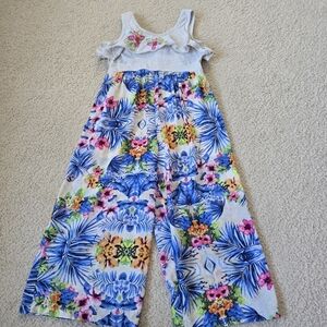 Hannah Banana GIRLS YOUTH Size 4 Tropical Floral Jumpsuit Romper